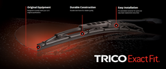 Trico Products Inc. 13-P Windshield Wiper Blade -  ExactFit® -  13 Inch Length -  Single Blade -  Without Spoiler -  Black -  Beam Type -  Plastic/ Steel Blend Frame -  Natural Rubber Blade -  With Pre Attached Adapter