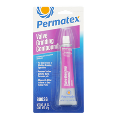 Permatex 80036 Valve Grinding Compound; Use To Lap And Grind Chromium-Cobalt/ Hard-Faced Seats And Discs/ Removing Burrs/ Surface Defects/ Gums/ Carbon Deposits And Corrosion/ Aid Valve Grinding Operations On Automotive And Industrial And Marine Engines; 1.5 Ounce Tube; Single