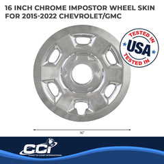 Coast2Coast: IWCIMP93X Wheel Skin -  IMPOSTOR ® -  16 Inch -  6 Vent -  Snap-On -  Plated -  Chrome -  ABS Plastic -  Set Of 4