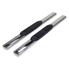 TrailFX A7097S Nerf Bar -  TFX 5" Oval Straight Side Bars -  With Step Pads -  With Bed Step -  5 Inch Oval Straight -  Polished -  Stainless Steel -  Without End Caps -  Rocker Panel Mount