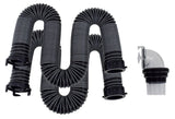 Valterra D04-0675 Sewer Hose -  Silverback ™ -  20 Foot Extended Length -  76 Inch Compressed Length -  3 Inch Diameter -  24 Mil Polypropylene -  UV Protection -  Silver/ Black -  100 Mil Protective Outer Beading -  With Rotating Fittings/ 90 Degree Universal Sewer Adapter -  Boxed