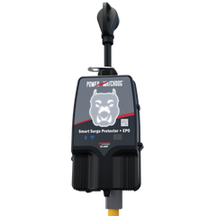 Hughes Auto PWD30EPOW Surge Protector; Power Watchdog Gen II; Used To Monitor Volts/ Amps/ Watts Live On Phone And Detects High Voltage/ Low Voltage/ Open Ground/ Open Neutral/ Over Current; Portable; 30 Ampere Operating Current/ 120 Volt Operating Voltage/ 3600 Maximum Watt; 2300 Joules Of Advanced Surge Protection; Built-In Bluetooth And WiFi; -20 To 50 Degree Celsius Temperature Range; With Fault Indicator Light And Emergency Power Off; Weather Resistant