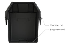 Noco BGU1 Battery Box; HM082BKS; Fits Group U1 Tractor/ Utility Vehicle/ Power chair/ Snow Blower/ Snowmobile Lawn Batteries; Snap-Top; Rugged Design; Black; Reinforced Plastic; Fully Ventilated; 8 Inch Length x 5.2 Inch Width x 7 Inch Height Internal Dimension; 10.6 Inch Length x 7.8 Inch Width x 8.4 Inch Height External Dimension; UV Resistant; Impact Resistant To -20 Degree Fahrenheit; Coast Guard/ ABYC Certified; Includes 42 Inch Battery Box Strap