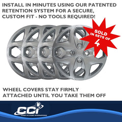 Coast2Coast: IWC44415S Wheel Cover -  15 Inch -  4 Split Spoke -  Silver -  Plastic -  Set Of 4 -  Push On
