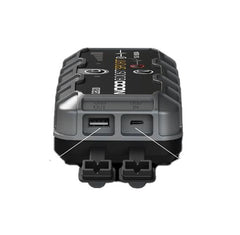 Noco GB20 Battery Portable Jump Starter; 12 Volt Lead-Acid Batteries; For Motorcycle/ ATV/ UTVs/ Lawn And Garden; 500 Amp Peak; With Ultra-Bright Dual LED Flashlight With 7 Modes; Micro USB Input/ USB Output Conection; With Jumper Cable With HD Clamps/ Micro USB Cable/ Microfiber Storage Bag/ Safety And Warranty Information