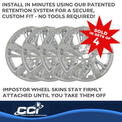 Coast2Coast: IWCIMP378X Wheel Skin -  IMPOSTOR ® -  17 Inch -  5 Double Spokes -  Snap-On -  Plated -  Chrome -  ABS Plastic -  Set Of 4