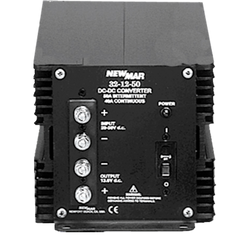 NewMar 32-12-50 Power Converter; Standard Series; Converts 20 To 50 Volt DC To 13.6 Volt DC; 40 Ampere Continuous Output; 85 Percent Efficiency; Short Circuit/ Reverse Polarity/ Overvoltage Protection; 18.1 Inch Length x 6-3/4 Inch Width x 6.2 Inch Height; 0 To 50 Degree Celsius Operating Temperature; 40 KHz Switching Frequency; Aluminum