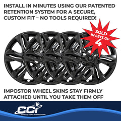 Coast2Coast: IWCIMP438BLK Wheel Skin -  IMPOSTOR ® -  18 Inch -  6 Split Spokes -  Snap-On/Center Retention -  Painted -  Gloss Black -  ABS Plastic -  Set Of 4