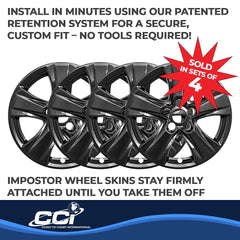 Coast2Coast: IWCIMP434BLK Wheel Skin -  IMPOSTOR ® -  17 Inch -  5 V Spokes -  Snap-On -  Painted -  Gloss Black -  ABS Plastic -  Set Of 4