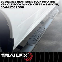 TrailFX A1014B Nerf Bar -  TFX 4" Oval Tube Side Steps -  With Step Pads -  4 Inch Oval Bent -  Titanium Black -  Mild Steel -  With Welded End Caps -  Rocker Panel Mount