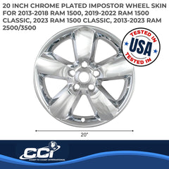 Coast2Coast: IWCIMP361X Wheel Skin -  IMPOSTOR ® -  20 Inch -  5 Spokes -  Snap-On -  Plated -  Chrome -  ABS Plastic -  Set Of 4