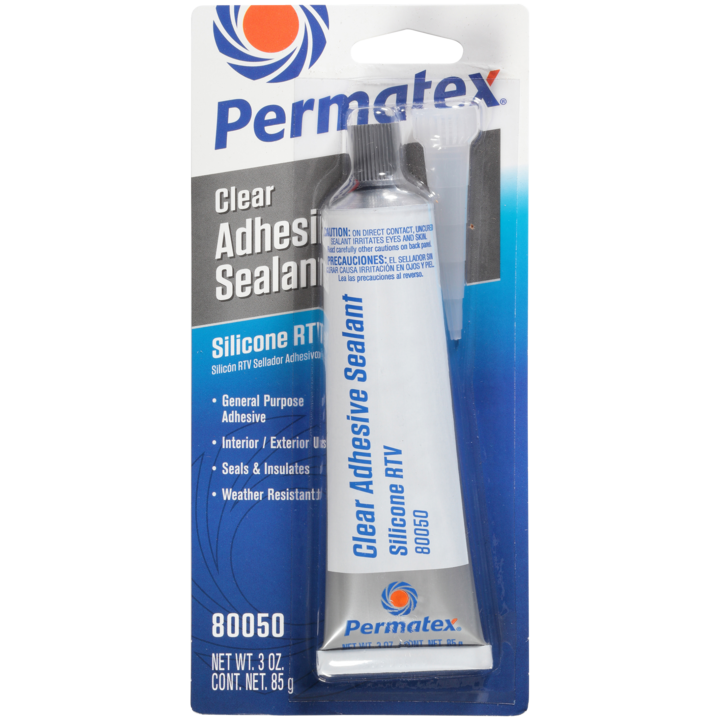 Permatex 80050 Adhesive Sealant; Use To Seal/ Bond/ Repair/ Mend And Secure Glass/ Metal/ Plastics/ Fabric/ Vinyl/ Weather Stripping/ Vinyl Tops/ Windshields/ Door Frames/ Electrical Wiring/ Seams And Roofs; 3 Ounce Tube; -75 Degree Fahrenheit To +400 Degree Fahrenheit; Single; Not Recommended For Engine Gasket Applications