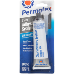 Permatex 80050 Adhesive Sealant; Use To Seal/ Bond/ Repair/ Mend And Secure Glass/ Metal/ Plastics/ Fabric/ Vinyl/ Weather Stripping/ Vinyl Tops/ Windshields/ Door Frames/ Electrical Wiring/ Seams And Roofs; 3 Ounce Tube; -75 Degree Fahrenheit To +400 Degree Fahrenheit; Single; Not Recommended For Engine Gasket Applications