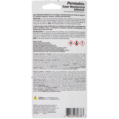 Permatex 80638 Weatherstripe Adhesive; Used To Bond Metal/ Door/ Trunk Moldings/ Automotive Weatherstripping/ Auto Or Van Carpeting/ Fabric-Backed Vinyl Upholstery; 2 Ounce Tube; Paste; Single