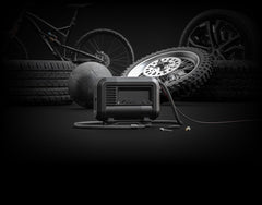 Noco AIR20 Tire Inflation Pump; AIR20; Portable Electric Pump; 0 To 40 Pounds Per Square Inch Range; Without Gauge; 3 Foot Braided Inflation Hose; Black; 4 To 122 Degree Fahrenheit Operating/ Storage Temperature; Metal; With 20 Foot Power Cord/ Battery Clamps/ Presta Valve Adapter/ Needle Adapter/ Inflatable Toy Adapter/ Clamps/ Microfiber Storage Bag