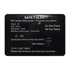 MTI Industry 25-741-BL Carbon Monoxide/ Propane Leak Detector; Safe-T-Alert ™; Detects Both LP And CO Gas; Alerts To Leak With Beeping; With LED Indicator; Surface Mounting; 12 Volt Hardwire; Black