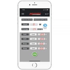 Hughes Auto PWD50-EPO Surge Protector; Protect From Damaging Low/ High Voltage Levels and Power Surges When Connected To Campground Power Supply; Portable; 4800 Joules Of Advanced Surge Protection; 50 Amp; Bluetooth Connectivity; With Fault Indicator Light And Emergency Power Off; With Plug Head Handle Grip; Smart Technology Compatible