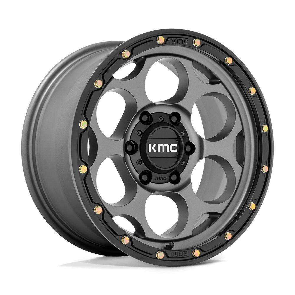 18X8.5 SATIN GRAY WITH BLACK LIP 18MM KMC Wheel