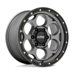 18X8.5 SATIN GRAY WITH BLACK LIP 18MM KMC Wheel