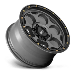 18X8.5 SATIN GRAY WITH BLACK LIP 18MM KMC Wheel