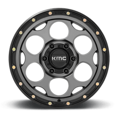 18X8.5 SATIN GRAY WITH BLACK LIP 18MM KMC Wheel