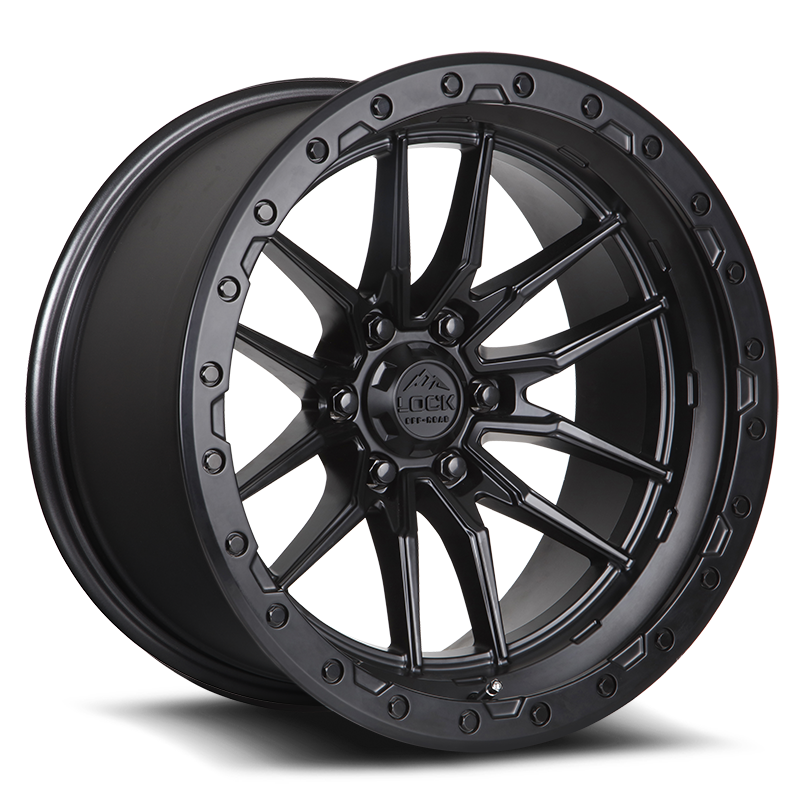 Lock Offroad Krawler 22x10 6x135 -18et 87.1 Matte Black w/ Matte Black Ring Wheel