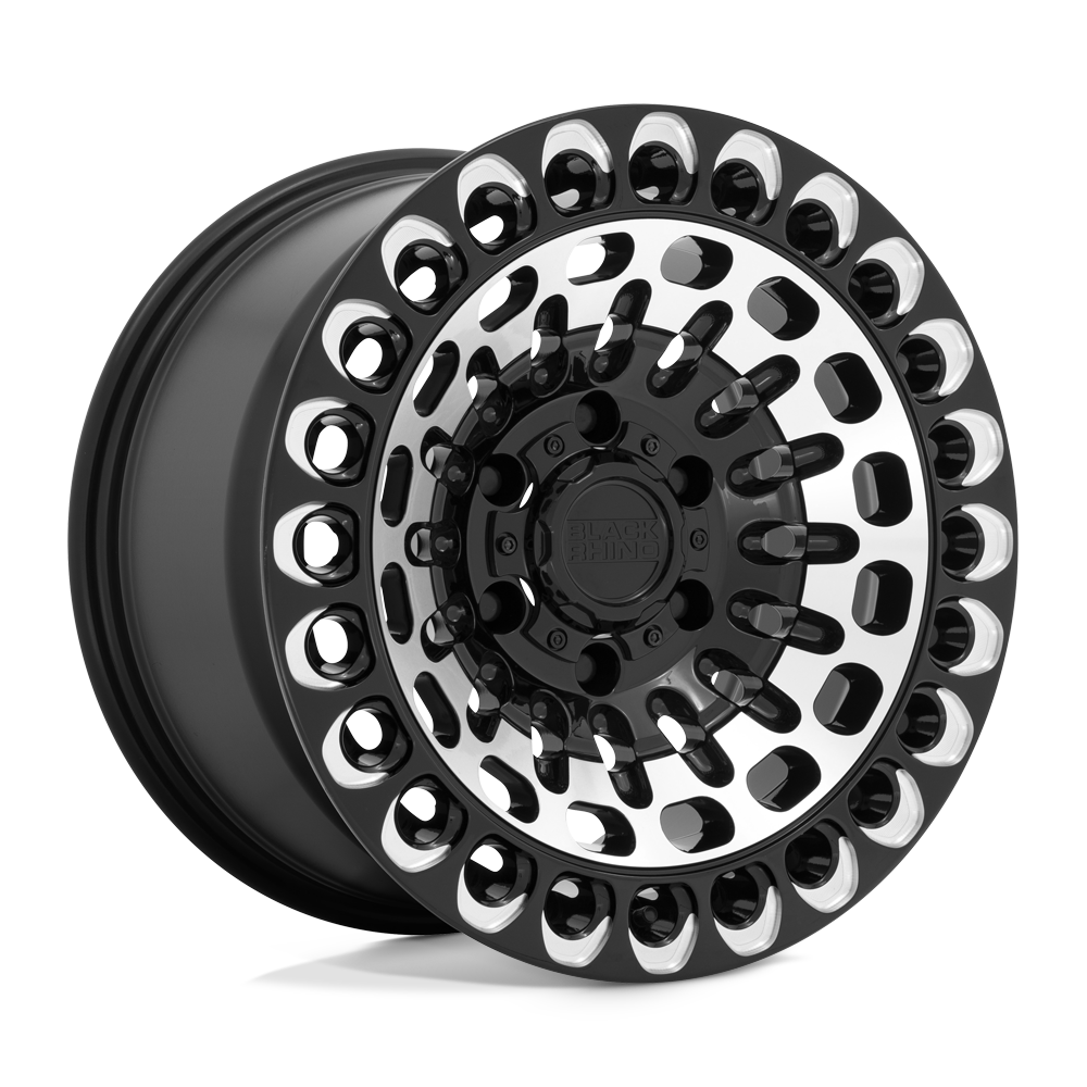 17X9.5 GLOSS BLACK WITH MACHINED FACE & MILLING 12MM Black Rhino Wheel