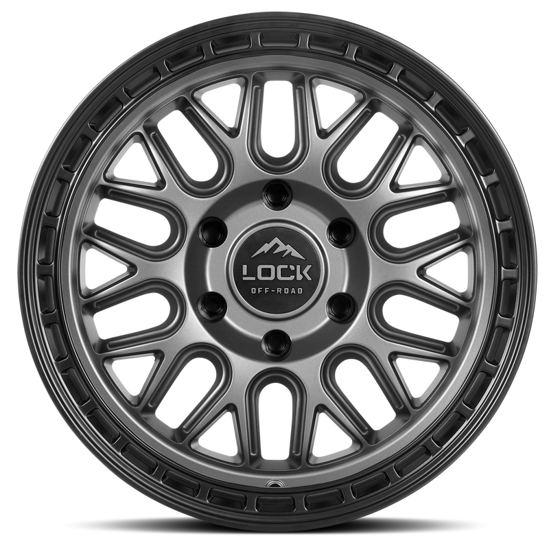 Lock Offroad Onyx 17x9 6x139.7 +1et 106.2 Matte Gray w/ Matte Black Ring Wheel