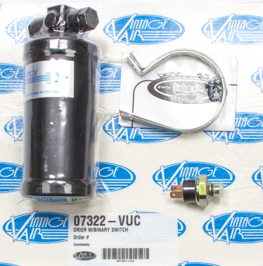 Air Conditioning Drier, Standard, Vertical Mount, 2-1/2 in OD, 6 in Tall, Binary Switch, Bracket, Steel, Black Paint, Each