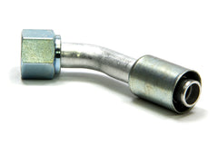 Fitting, Hose End, 45 Degree, 5/8 in Hose Crimp to 10 AN Female O-Ring, Aluminum / Steel, Natural / Zinc Oxide, Each
