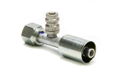 Fitting, Hose End, AC Refrigerant, Straight, 8 AN Hose Crimp to 8 AN Female O-Ring, Charge Port, Aluminum / Steel, Natural / Zinc Oxide, Each