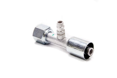 Fitting, Hose End, AC Refrigerant, Straight, 10 AN Hose Crimp to 10 AN Female O-Ring, Charge Port, Aluminum / Steel, Natural / Zinc Oxide, Each