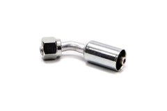Fitting, Hose End, AC Refrigerant, 45 Degree, 6 AN Hose Crimp to 6 AN Female O-Ring, Aluminum / Steel, Natural / Zinc Oxide, Each