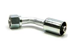 Fitting, Hose End, AC Refrigerant, 45 Degree, 8 AN Hose Crimp to 8 AN Female O-Ring, Aluminum / Steel, Natural / Zinc Oxide, Each