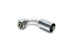 Fitting, Hose End, AC Refrigerant, 90 Degree, 6 AN Hose Crimp to 6 AN Female O-Ring, Aluminum / Steel, Natural / Zinc Oxide, Each