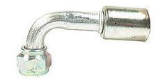 Fitting, Hose End, AC Refrigerant, 90 Degree, 10 AN Hose Crimp to 10 AN Female O-Ring, Aluminum / Steel, Natural / Zinc Oxide, Each