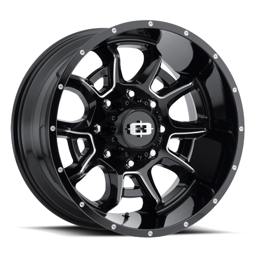 20X10 Gloss Black Milled Spoke wheel with bolt pattern of 5-150