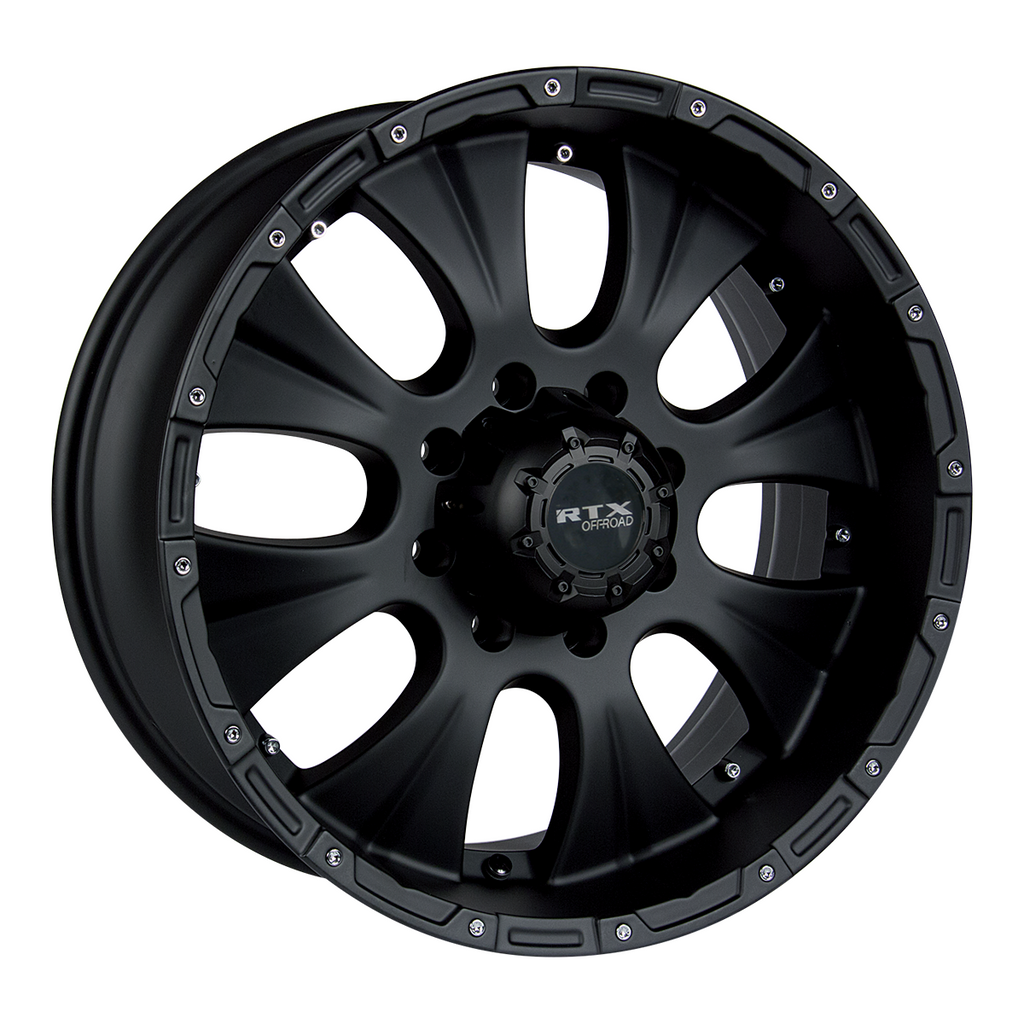 17x8 Alloy Wheel - RTX Crawler 081352 Matte Black , with 8x165.1 Bolt  Pattern , 20.0 Offset , 130.0 HubBore For Hummer H2 2003-2009