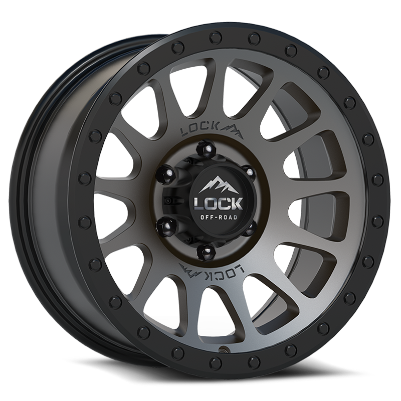 Lock Offroad Yosemite 20x9 6x139.7 +18et 106.2 Matte Gray w/ Matte Black Ring Wheel