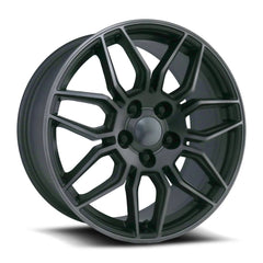 18x8.5 Aluminum Wheel with 5x4.75 Bolt Pattern - Satin Titanium Grey Machine Face wDark Clr