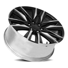 22x9 Aluminum Wheel with 6x5.5 Bolt Pattern - Gloss Black Polished Accents