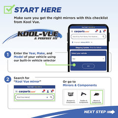 KOOL VUE MIRRORSTL 09-14 MIRROR RH, Power, Manual Folding, Heated, Paintable, w/ Memory and Signal Light