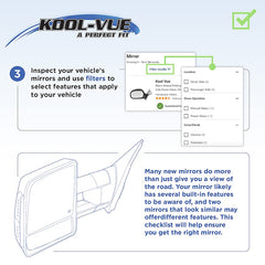 KOOL VUE MIRRORSILX 13-18 MIRROR RH, Power, Manual Folding, Heated, Paintable