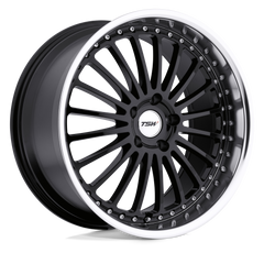 17X8 GLOSS BLACK W/ MIRROR CUT LIP 40MM TSW Wheel