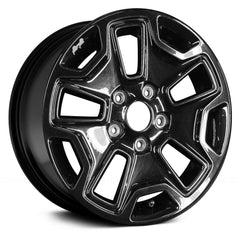 17" x 7.5" Alloy Remanufactured Wheel with 5 x 127 Bolt Pattern for Jeep Wrangler 2013-2017 - Black Metallic with Gray Sticker