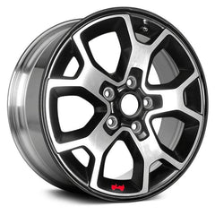 17" x 7.5" Alloy Remanufactured Wheel with 5 x 108 Bolt Pattern for Jeep Wrangler 2018-2019 - Polished Black with Red Jeep Sticker