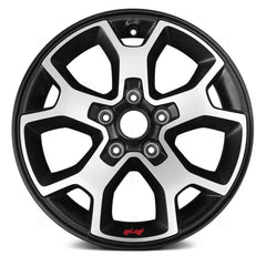 17" x 7.5" Alloy Remanufactured Wheel with 5 x 108 Bolt Pattern for Jeep Wrangler 2018-2019 - Polished Black with Red Jeep Sticker