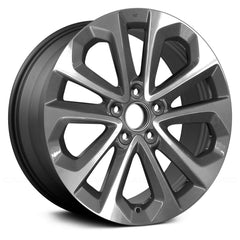 18" x 8" Alloy Remanufactured Wheel with 5 x 114.3 Bolt Pattern for Honda Accord 2013-2015 - Machined and Dark Charcoal Textured