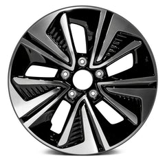 LKQ Corp - 5 Turbine-Spoke Slow Machined and Black 17x7 Alloy Factory Wheel for Honda Civic 2016-2017