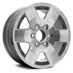 17" x 7.5" Alloy Remanufactured Wheel with 6 x 139.7 Bolt Pattern for Toyota FJ Cruiser 2007-2010 - Machined with Silver Vents